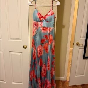 Floral Maxi Dress in Blue and Red